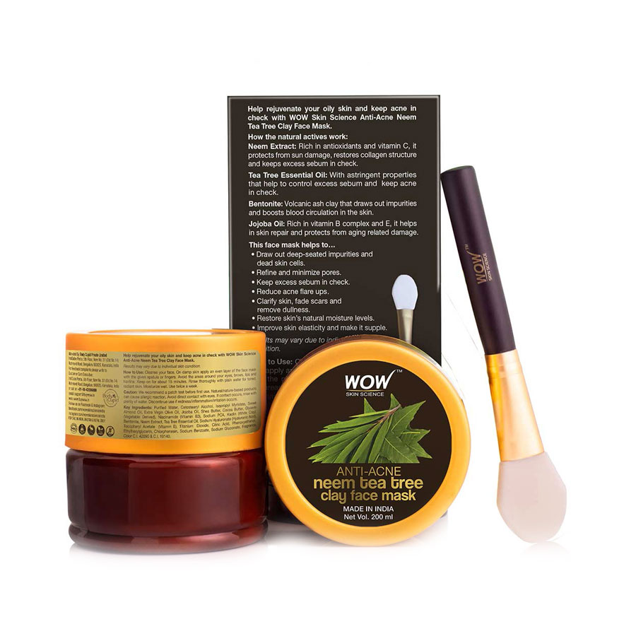 Wow Skin Science Anti Acne Neem And Tea Tree Clay Face Mask Shajgoj