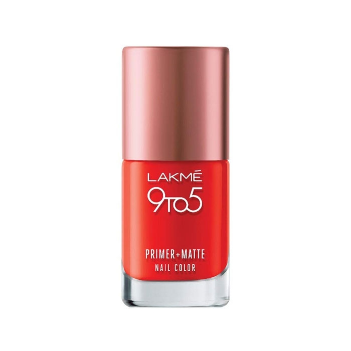 Lakme 9 to 5 Primer and Matte Nail Color - Crimson Matte -0