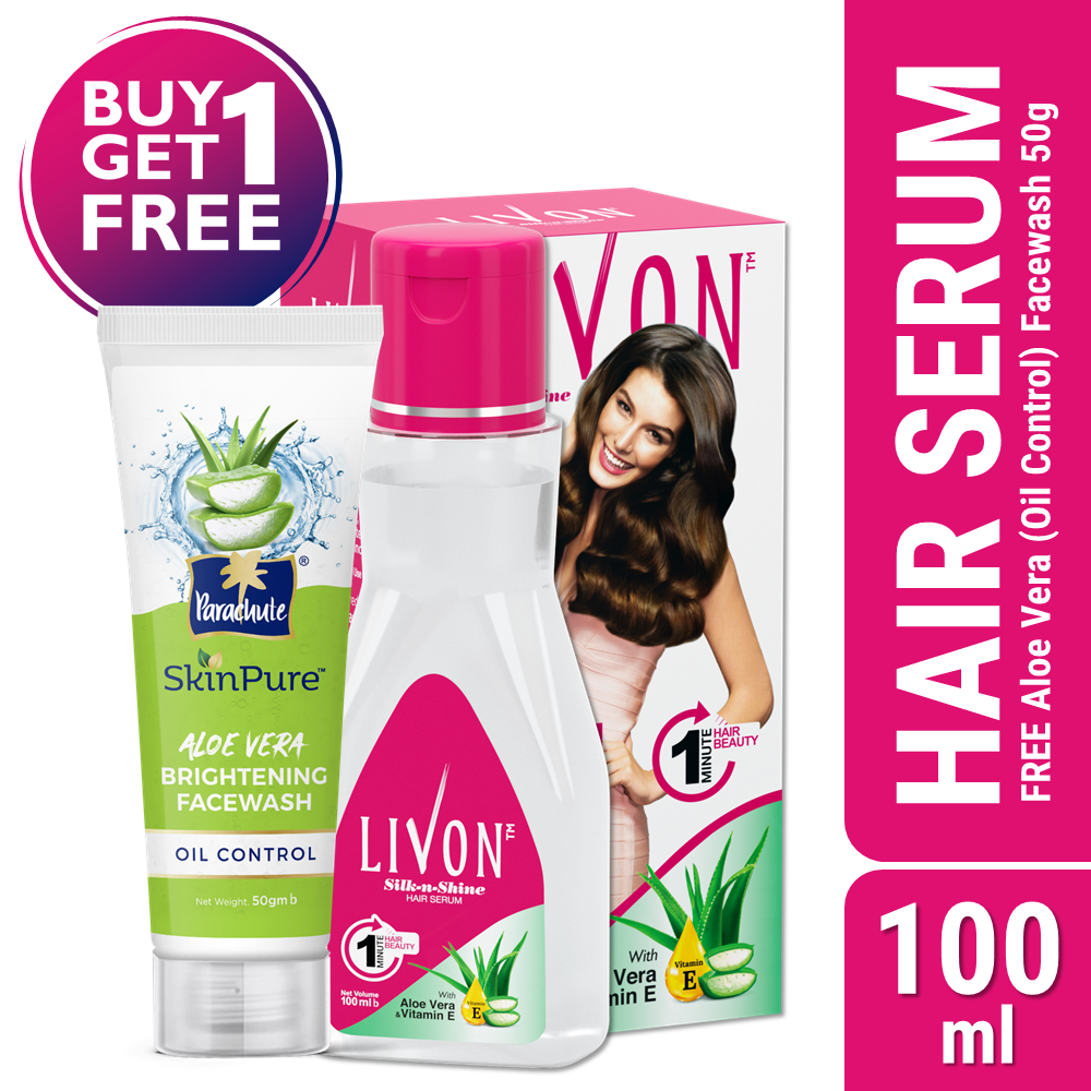 Buy One Livon Hair Serum 100Ml Get One Aloe Vera Facewash – Oil Control –  50Gm Free – Shajgoj
