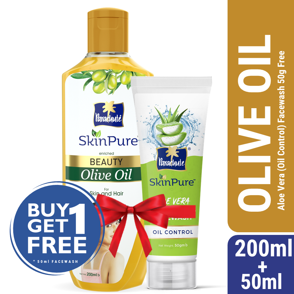 Buy One Parachute Skinpure Beauty Olive Oil 200Ml Get One Aloe Vera  Facewash – Oil Control – 50Gm Free – Shajgoj