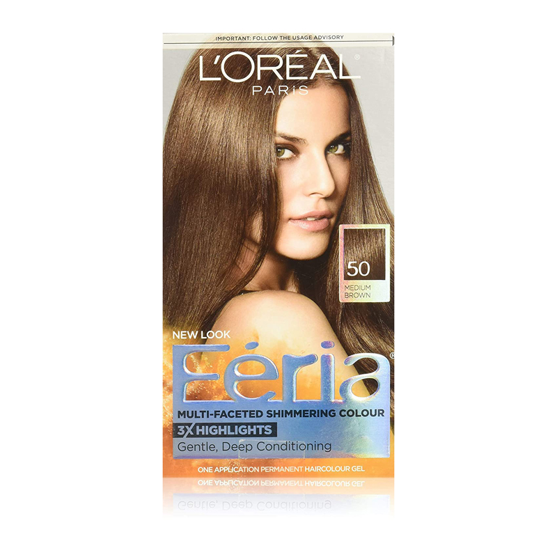L'Oreal Paris Feria Multi-Faceted Shimmering Permanent Hair Color – Medium  Brown 50 – Shajgoj