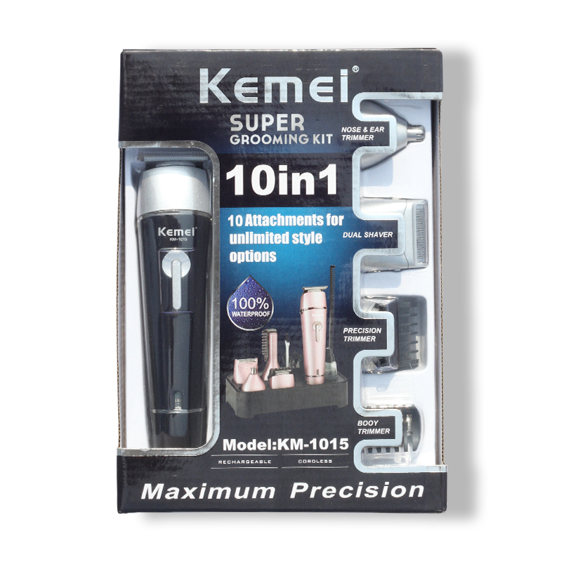 Kemei KM-1015 (10 In 1) Electric Washable Hair Clipper & Beard Trimmer  Shaving Kit – Shajgoj