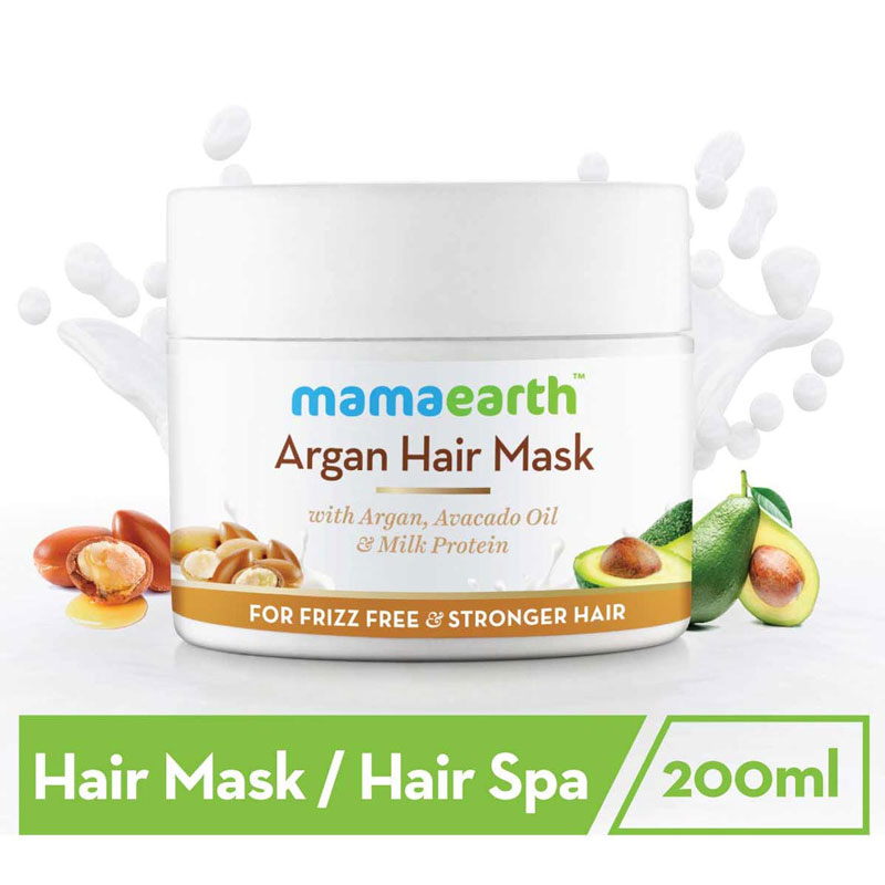 Mamaearth argan hair mask with argan, avocado oil and milk protein for  frizz-free & stronger hair – Shajgoj