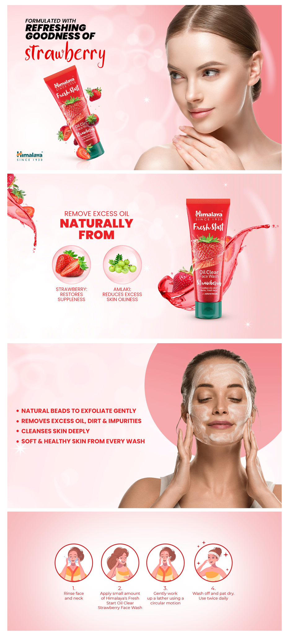 Himalaya Fresh Start Oil Clear Face Wash Strawberry Shajgoj