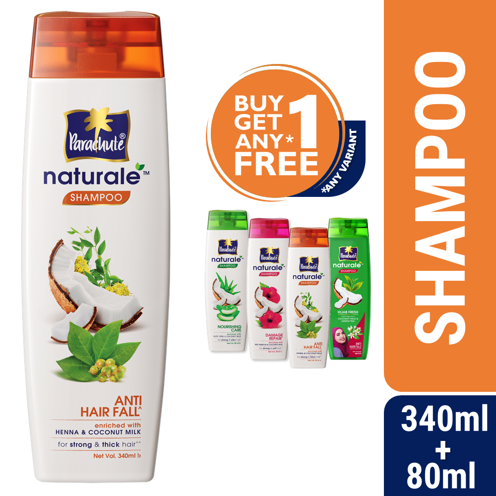 Parachute Naturale Shampoo Anti Hair Fall 340ml (80ml Shampoo Free) –  Shajgoj