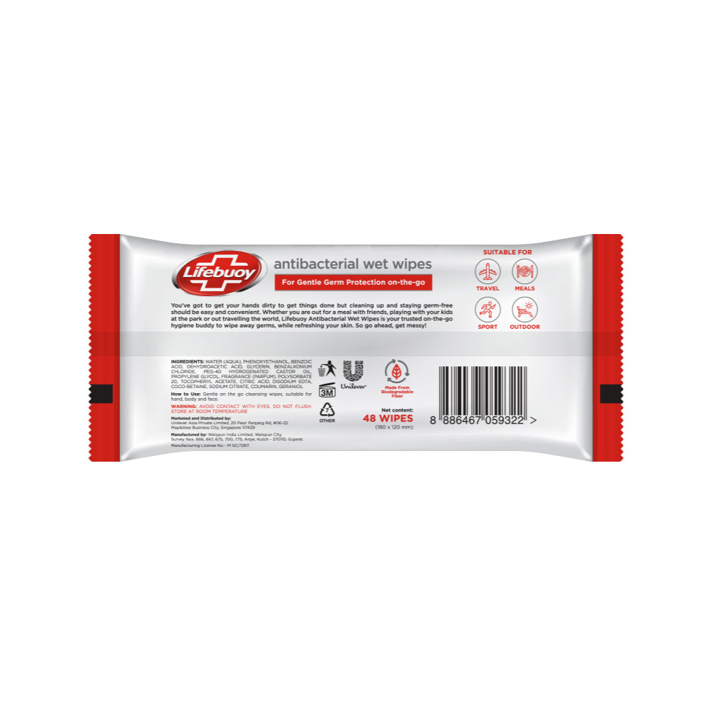 Lifebuoy Antibacterial Wet Wipes 48 Wipes Shajgoj