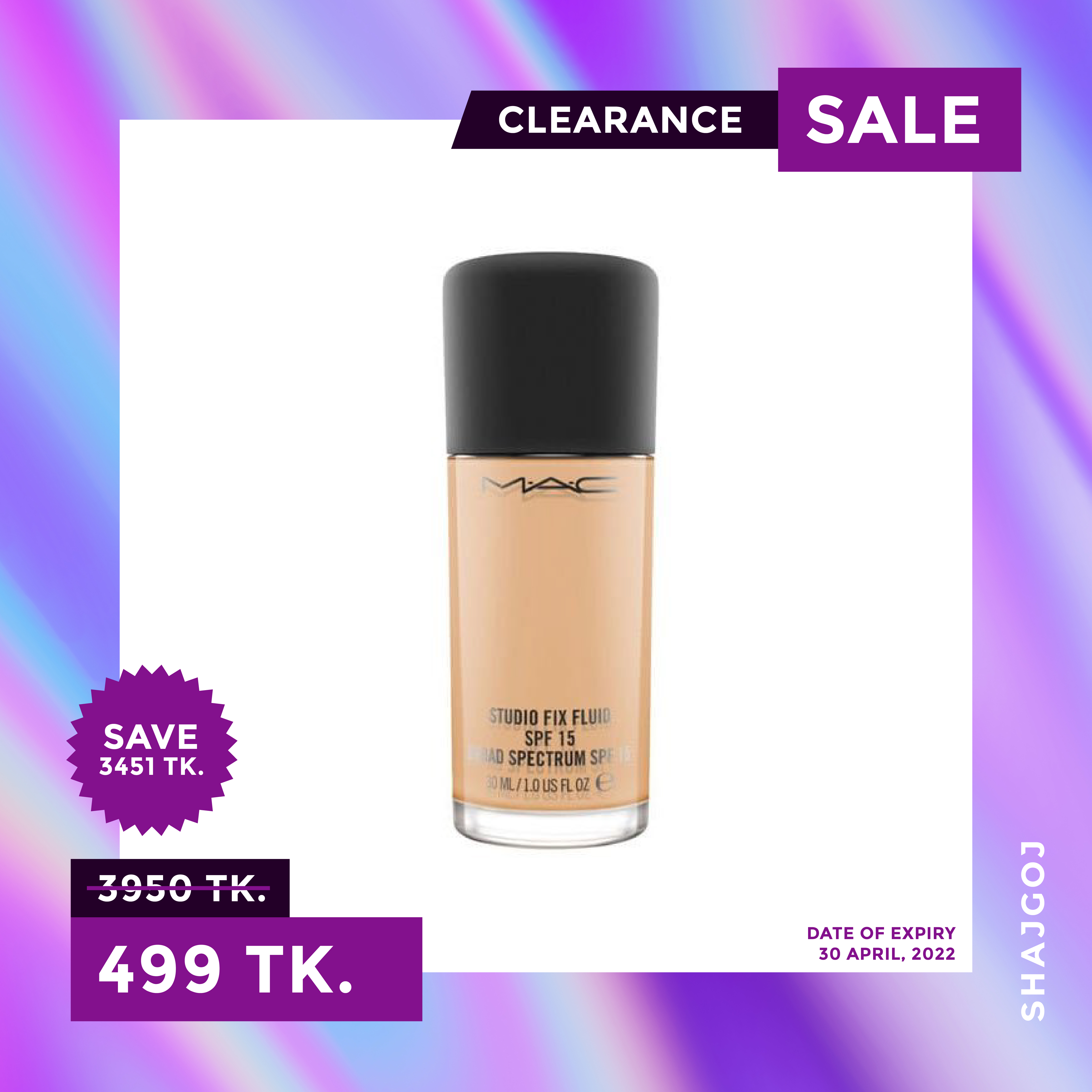  Studio Fix Fluid SPF 15 Foundation- NC 37  ml (Expiry 4/30/2022)  1526 – Shajgoj