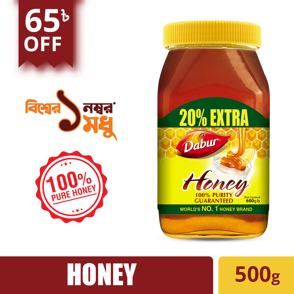 Dabur Honey 100 Pure Honey with No Sugar (Get 20 Extra) 500 gm Shajgoj