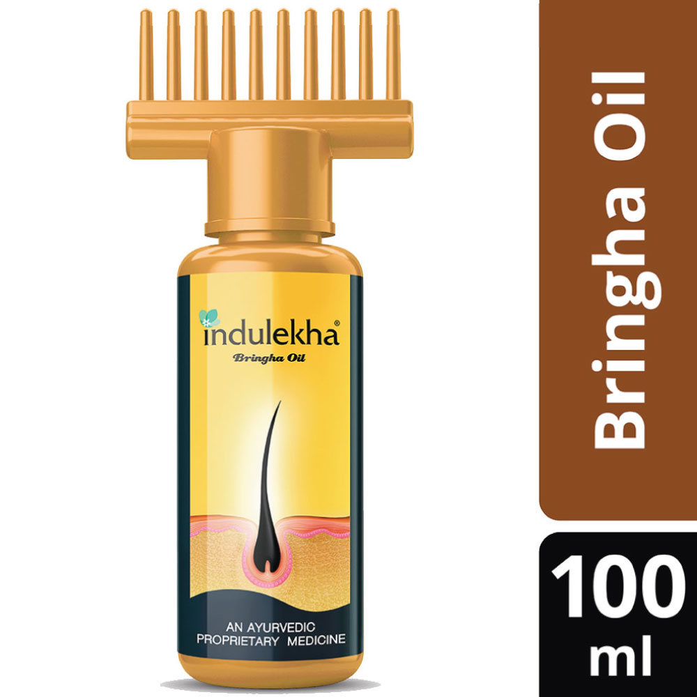 Indulekha Bringha Ayurvedic Hair Oil with Bringharaj & Coconut Oil – Comb  Applicator Bottle – Shajgoj