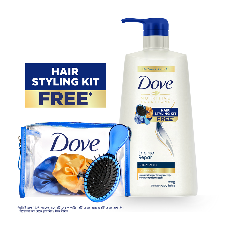 Buy 1 Dove Intense Repair Shampoo 650 Ml & Get 1 Hair Styling Kit Free –  Shajgoj