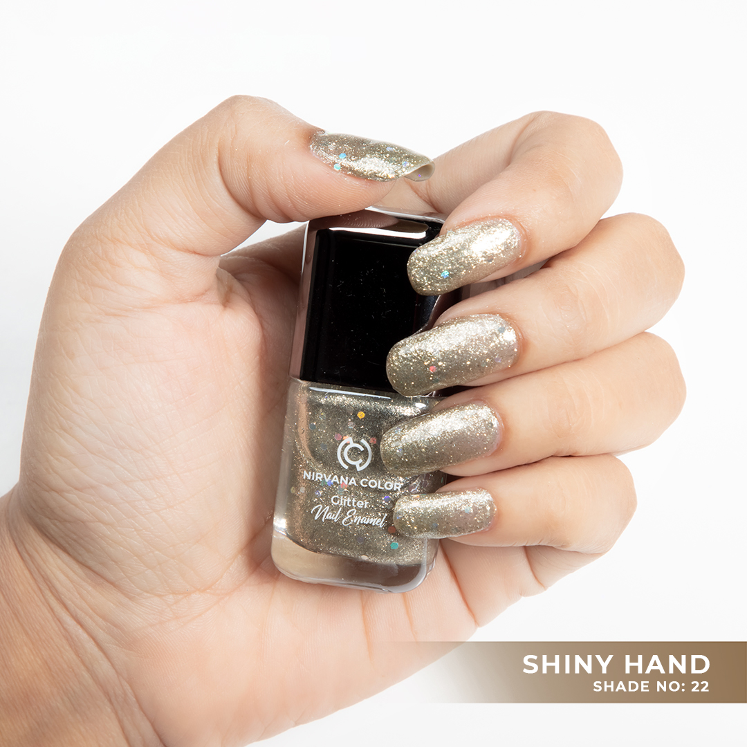 Nirvana Color Glitter Nail Enamel – Shiny Hand-22 – Shajgoj