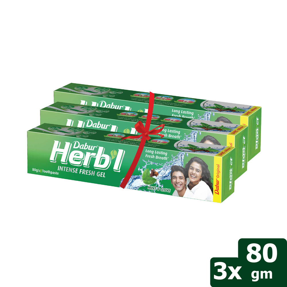 Dabur Herb’l Intense Fresh Gel Toothpaste (Pack of 3) – Shajgoj