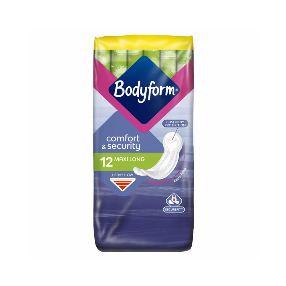 Bodyform Comfort & Security 12 Maxi Long Pads Shajgoj