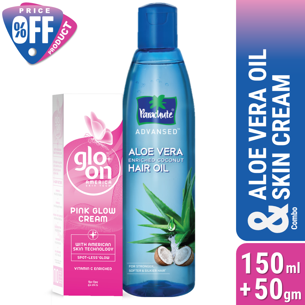 Parachute Hair Oil Advansed Aloe Vera Enriched Coconut 150ml & GLO-ON Pink  Glow Cream 50gm Combo – Shajgoj