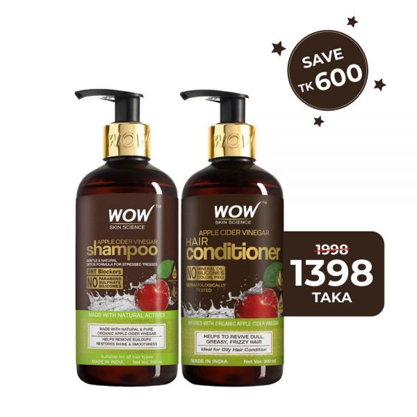 WOW Skin Science Apple Cider Vinegar Shampoo 300ml and WOW Skin Science