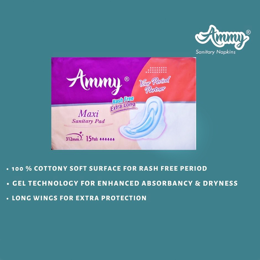 Ammy Maxi Sanitary Napkin 15 Pads Pack Shajgoj