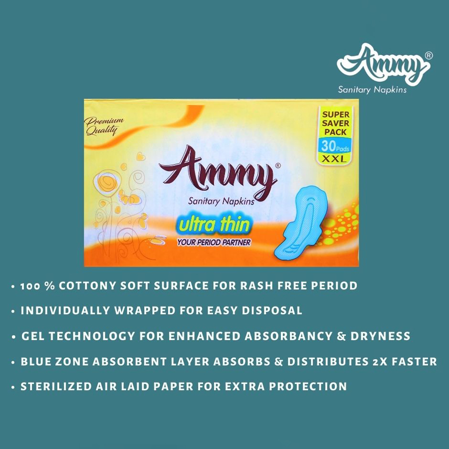 Ammy UltraThin Sanitary Napkin 30 Pads Pack Shajgoj