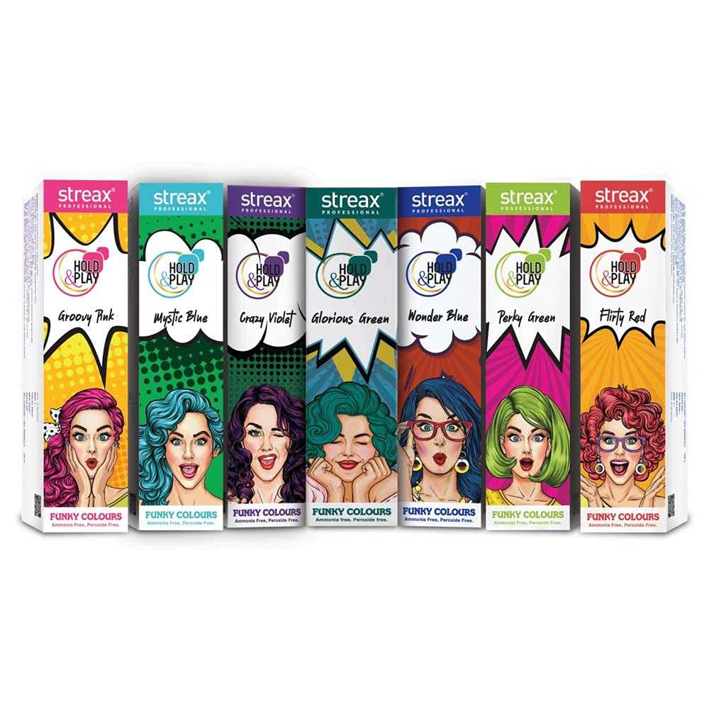 Streax Professional Hold and Play Funky Hair Colour Perky Green Shajgoj